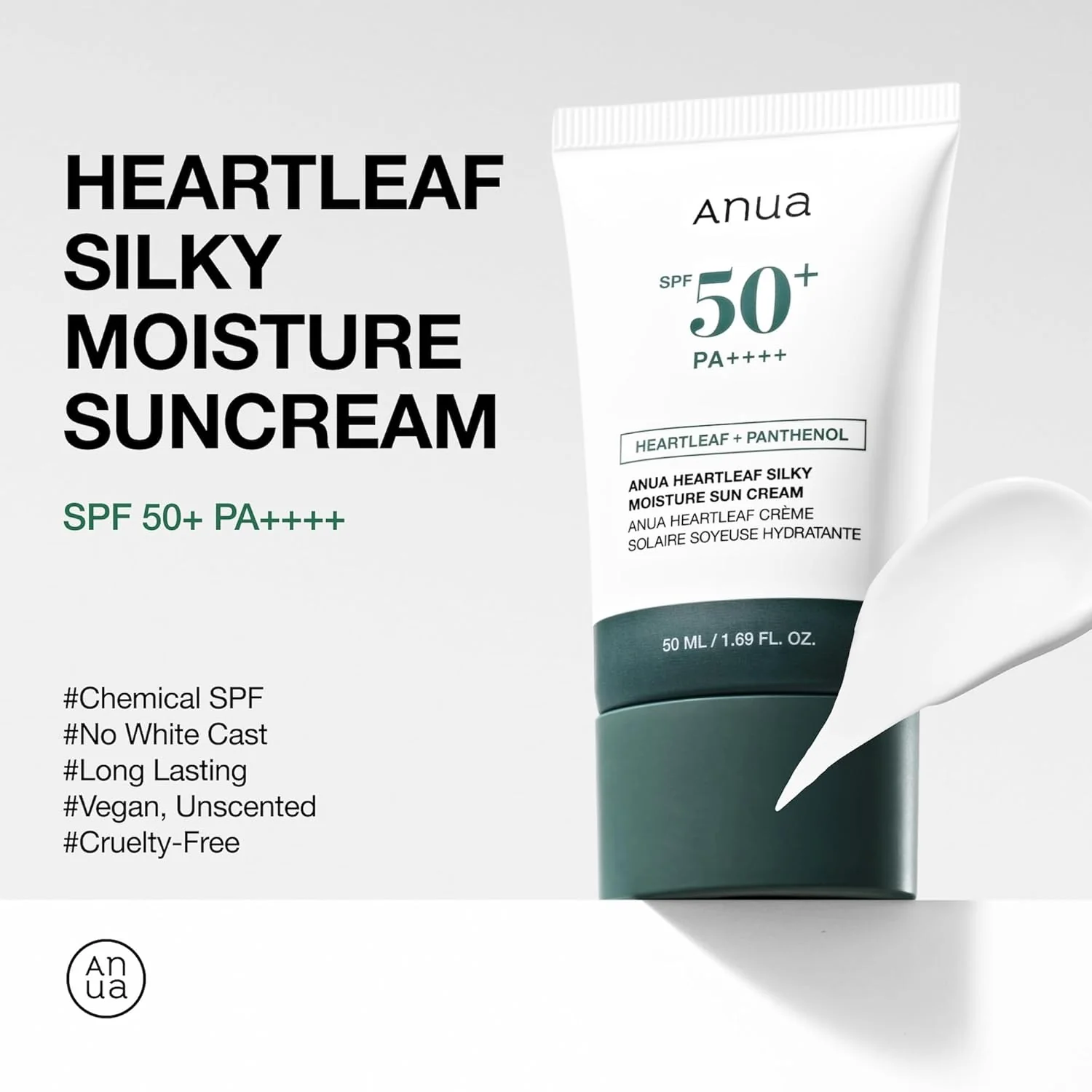 Anua Heartleaf Silky Moisture Sun Cream SPF50+ - Image 4