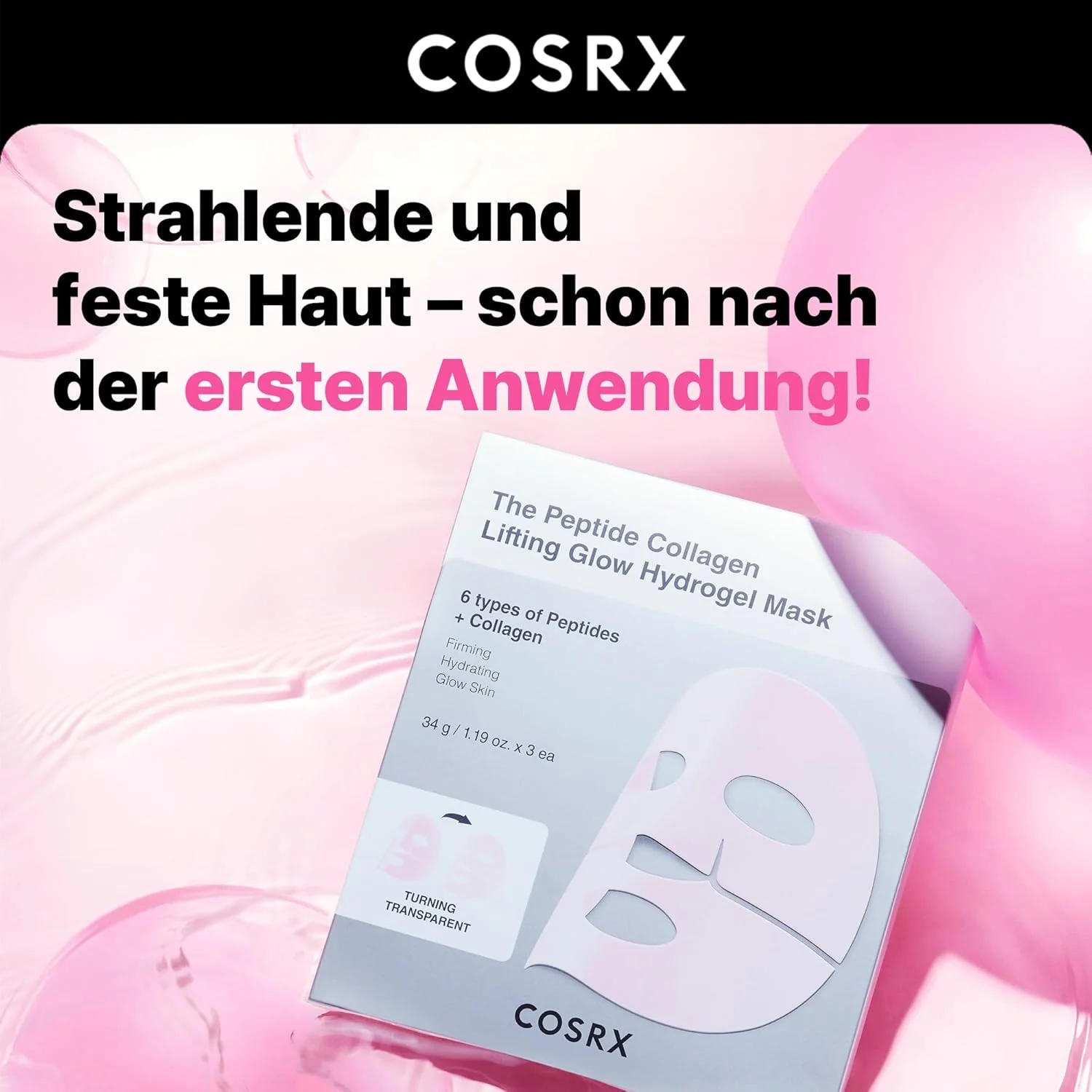 COSRX Pink Peptide Collagen Lifting Glow Hydrogel Gesichtsmasken - Image 7